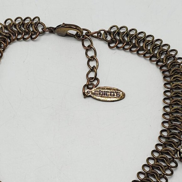 Chico's Runway Haute Couture Domed Rhinestones Faux Pearls Gold-Tone Necklace - Picture 3 of 8